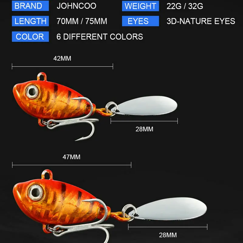 JOHNCOO Inshore Jigging Lure for Fishing Lure Lure with Spoon Sea Fishing Spinner Bait FIshing Lure  22g 32g