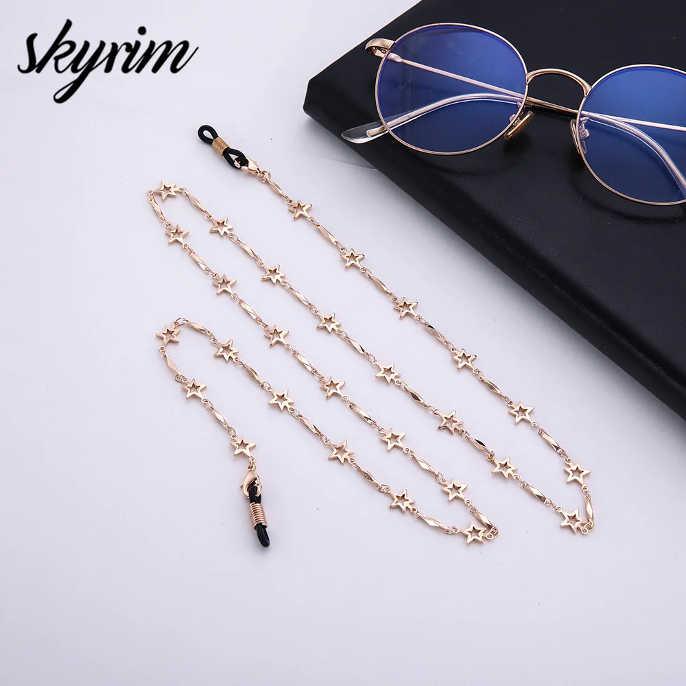 Skyrim 2024 New 78cm Stars Reading Glasses Chain Holder for Women Sunglasses Chain Strap Eyewear Cord Accessories Metal Lanyards