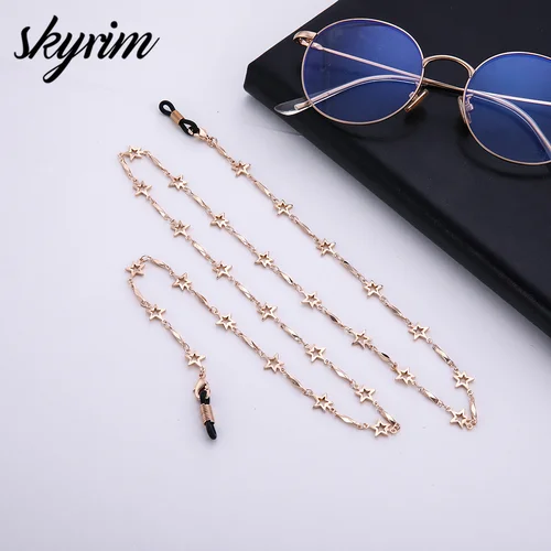 Skyrim 2026 nuevo soporte de cadena para gafas de lectura de estrellas de 78cm para mujer, correa de cadena para gafas de sol, accesorios para cordón, cordones de Metal