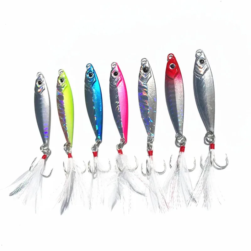 Fishing Lure Slow Shaking Jigs Shore Casting Jigbait Artificial Metal Lures 15g/5cm Lot 7 Pieces