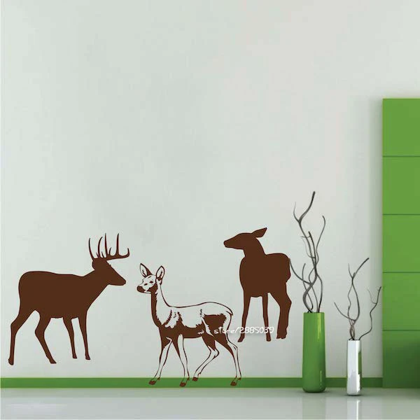 

Deer Vinilos Paredes Wall Stickers Design Deer Animal Series Decals 3D Vinyl Wall Art Custom Home Decor Wallpaper Mural SA736