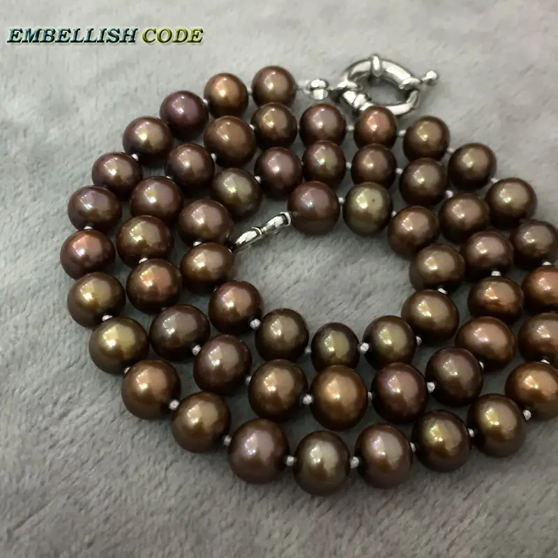 wonderful fine jewelry set brown coffee shine round like ball shape Classic choker necklace bracelet natural cultured pearls