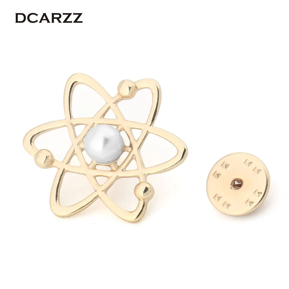 DCARZZ Atom Melecule Science Pin,the Pearl Science Symbol Brooch,Proton Neutron Nucleus Jewelry Gift for Nerd,Geeks,Scientists