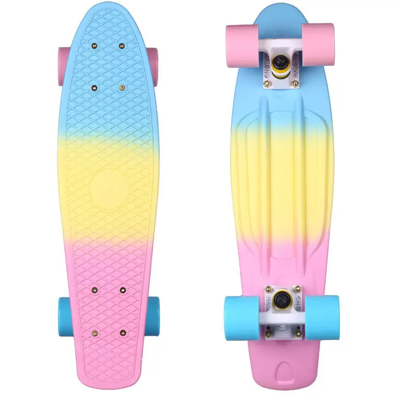 CHI YUAN-22 "Skate Cruiser Board Penny Board, 22x6", Longboard Retro, Skate Gráfico Galaxy, Menino Completo e Menina Levou Luz