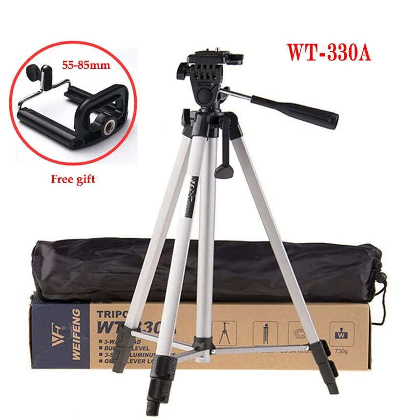 Universal Portable Aluninum 330A Pro Light Stand Tripod for Digital SLR Camera Camcorder Lightweight 53 Inch Three-way Head