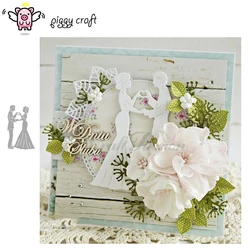 Piggy Craft metalowe matryce do wycinania matryce 2019 New Bride and Groom Scrapbook papier rzemiosło nóż forma ostrze dziurkacz szablony matryce