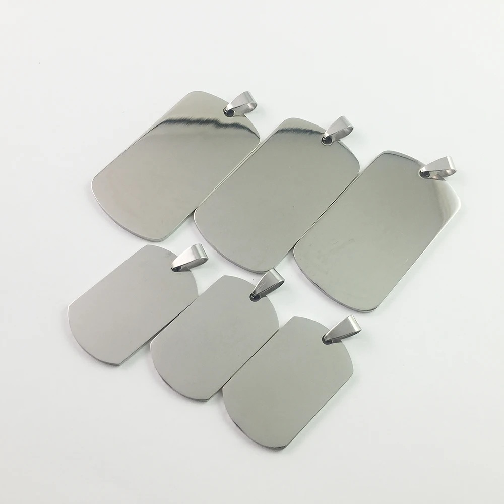 

1000pcs/lot Cool Military Army Style Stainless Steel Polished Dog Tag Charm Pendant High Polished Dog ID Tag