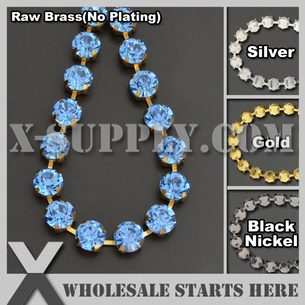 

SS45 10mm Handmade Round Rhinestone Cup Chain for Jewelry,DIY,Lt.Sapphire Rhinestones