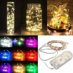 Guirnalda de luces LED con batería para decoración de Navidad, luces de hadas, 5M, 50LED, CR2032