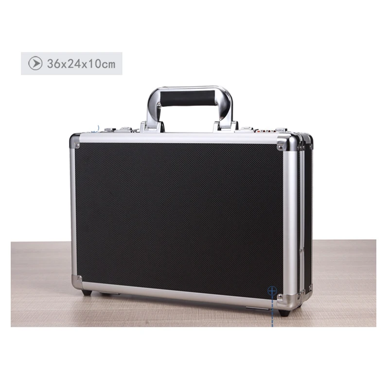 360*240*100mm Portable Lock Box Aluminum Alloy Toolbox Document Insurance Household Storage Box Metal Box with Lock Trumpet