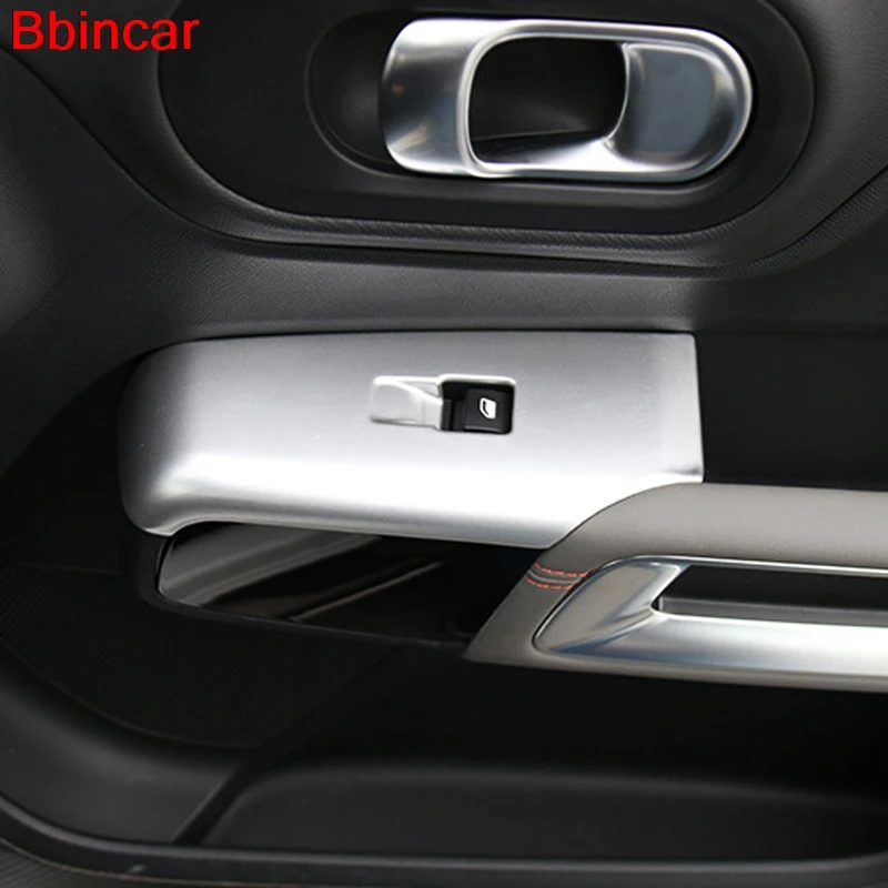 Bbincar ABS Chrome For Citroen Aircross C5 SUV Hatchback Interior Door Armrest Window Switch Buttons Cover Trims 4pcs