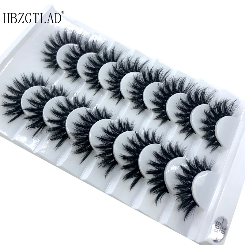 HBZGTLAD 8 Pairs 3D Mink Hair False Eyelashes Natural/Thick Long Eye Lashes Wispy Makeup Beauty Extension Tools