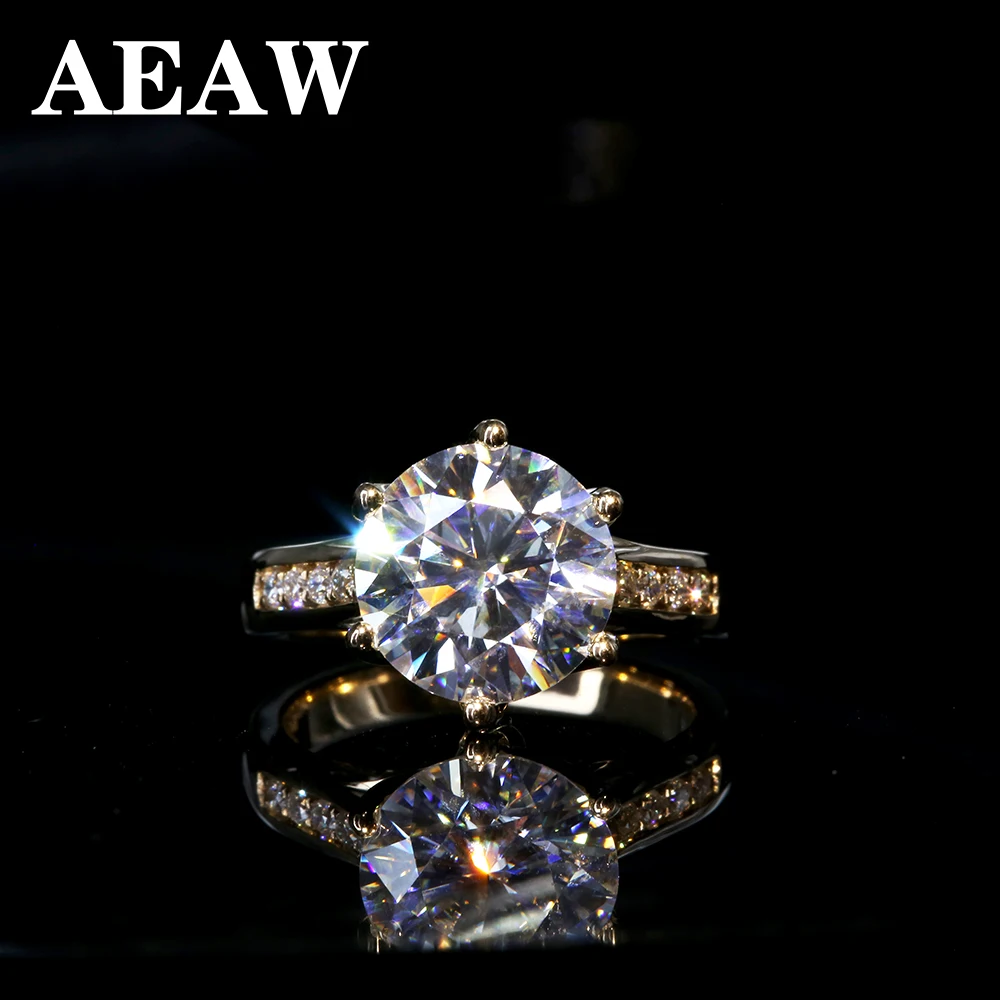 5 Carat Elegant DEF Color Round Halo Engagement Wedding Moissanite Diamond Ring For Women in 14k Gold