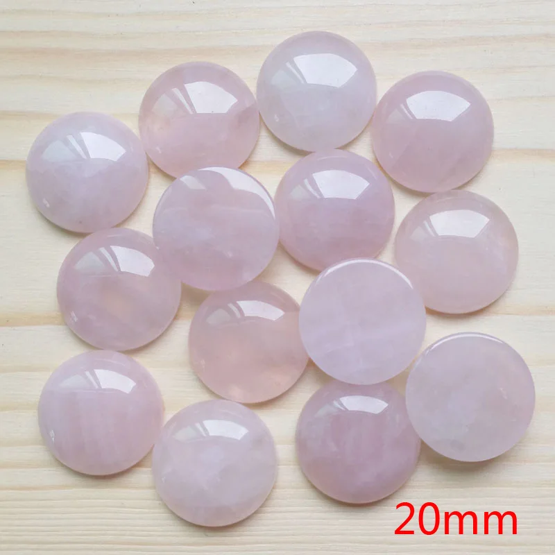 Fashion pink crystal natural stone Cabochon bead no hole 6 8 10 12 14 16 18 20MM Quartz Rose Single arc jewelry accsories 50pcs