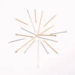 50pcs/lots Gold/Rhodium Double Cylinder Connecting Metal Earrings For DIY Handmade Stud Clip Earring Jewelry Making Accessories