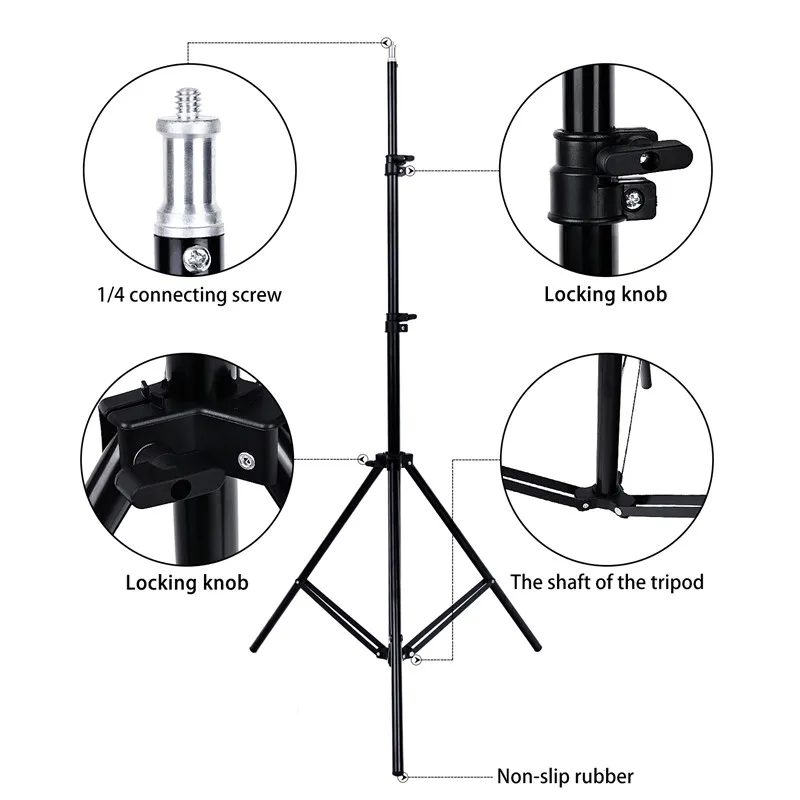 Fosoto 200cm Tripod Light Stand 1/4 Screw portable Head Softbox For Photo Studio Photographic Lighting Flash Umbrellas Reflector