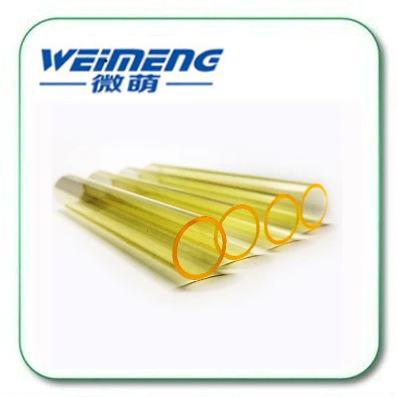 Weimeng 12*80mm Filtered quartz glass tube / laser tube / yellow tube filter tube factory directly supply with favorable price