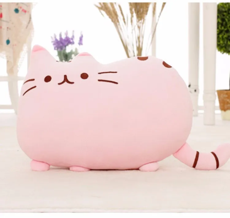 Almohada de gato Kawaii de 40x30cm con cremallera, sin piel de algodón PP, galletas, muñeco de Peluche, funda de cojín grande, regalo