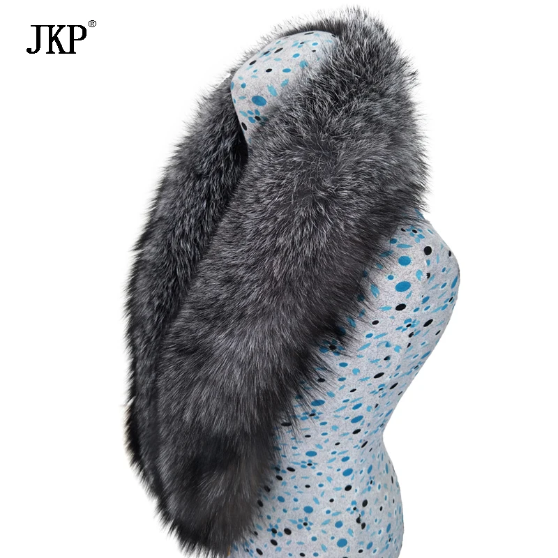 100% Women Natural Silver Fox Fur Collar Fox Fur Scarf Ring shawl Genuine Fox Fur Scarf