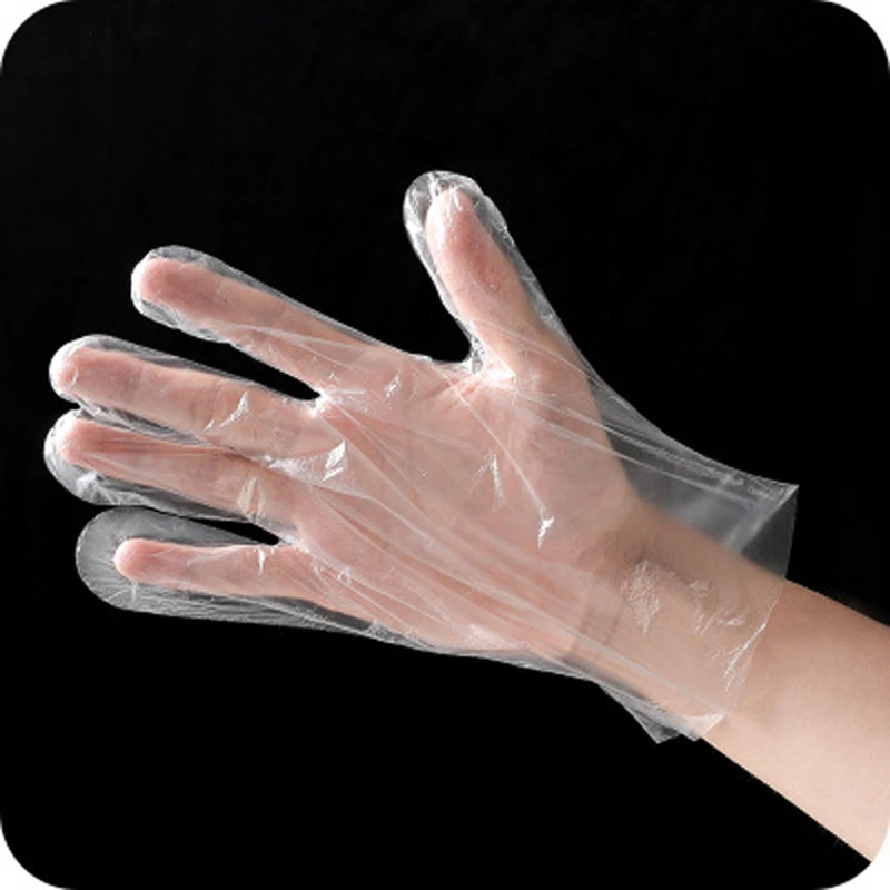 Guantes desechables de plástico transparente, manoplas sanitarias de un solo uso para cocina, barbacoa, baño y limpieza, 50/100