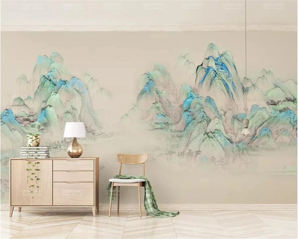 

Beibehang Custom wallpaper mural color new Chinese ink landscape Mountain range Sofa bedroom hotel background wall 3d wallpaper