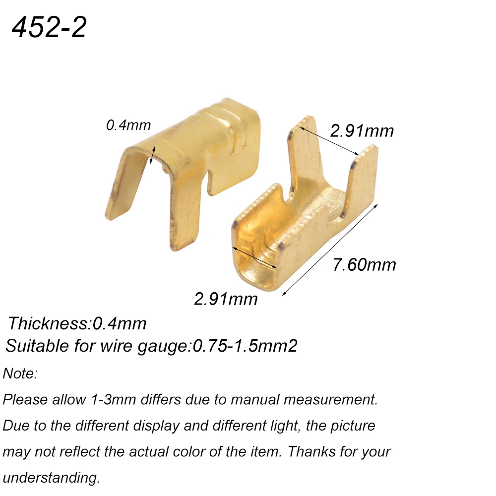 100pcs/lot  452-2  U-shaped terminal tab cold inserts connectors / terminal connector cable / wire cable lug,0.75-1.5mm2