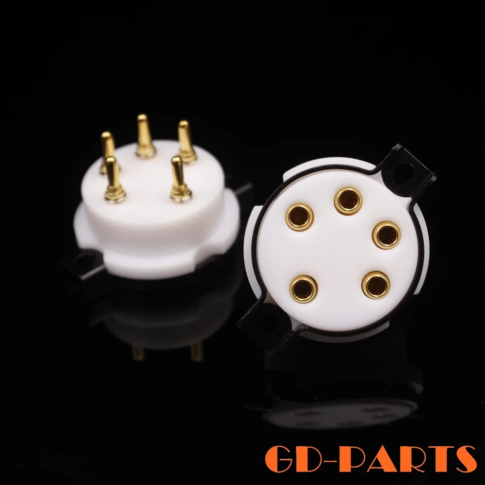 EIZZ 5pin PTFE Vacuum Tube Socket Base For WE311 56 807 FU-7 WE272A FD422 24K Gold Plated Brass Pins 1PC