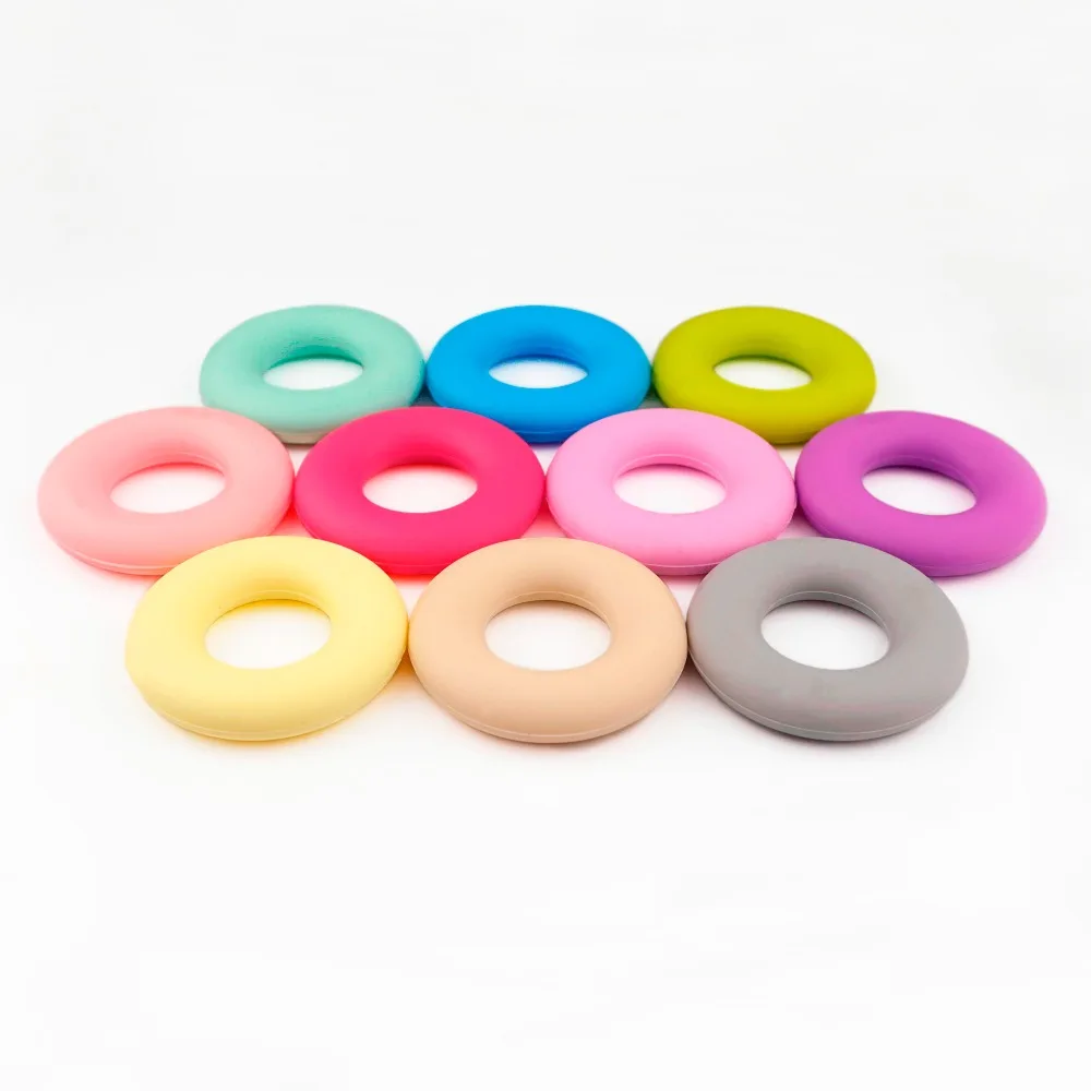 Sutoyuen BPA Free Silicone Rings 50pcs Food Grade Donut Pendant Baby Teether Beads DIY Pacifier Teether Jewelry Toy Accessories