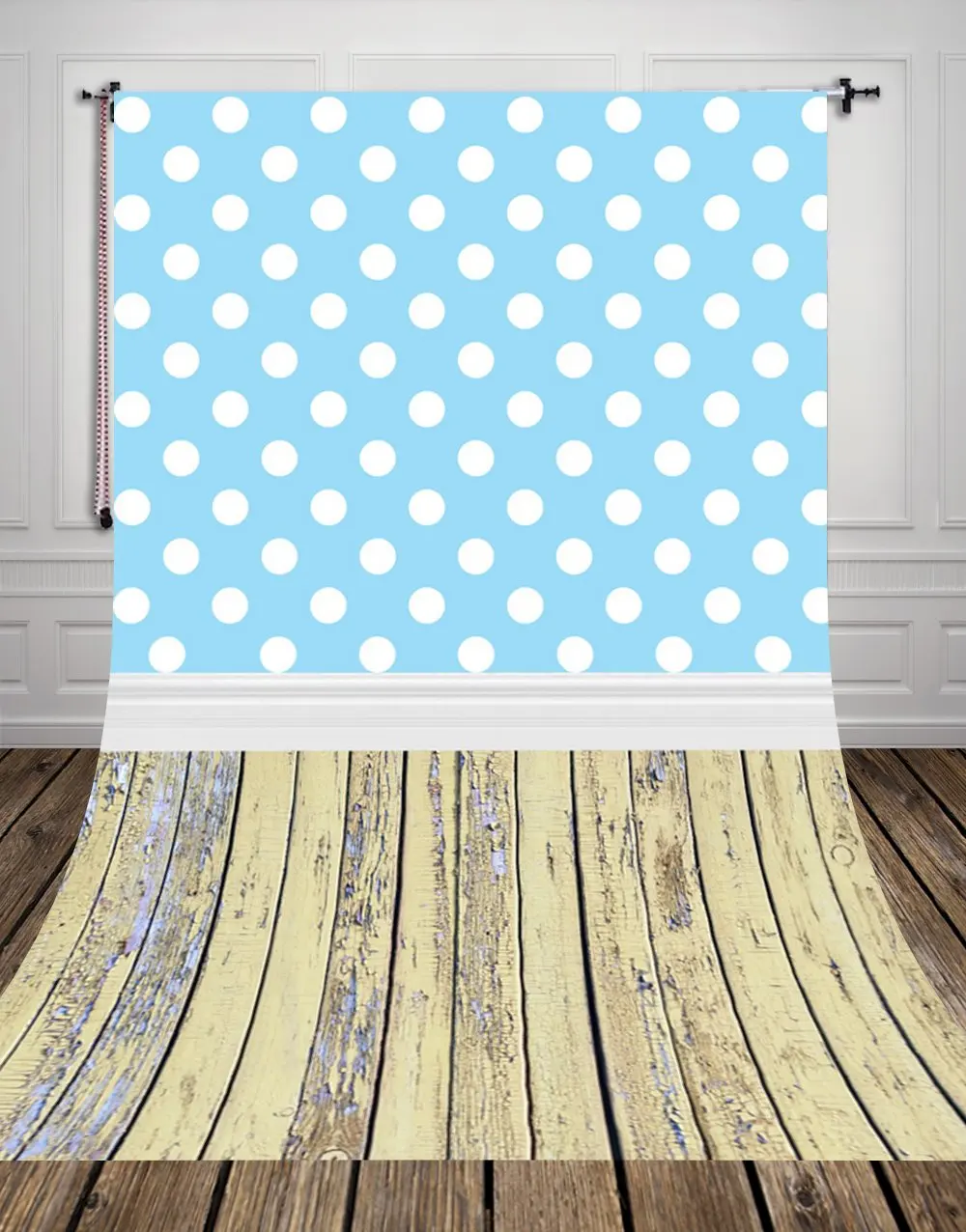 

5x7ft background for Photography Blue Dot with Floor Backdrop polka dot wallpaper backdrops for photo