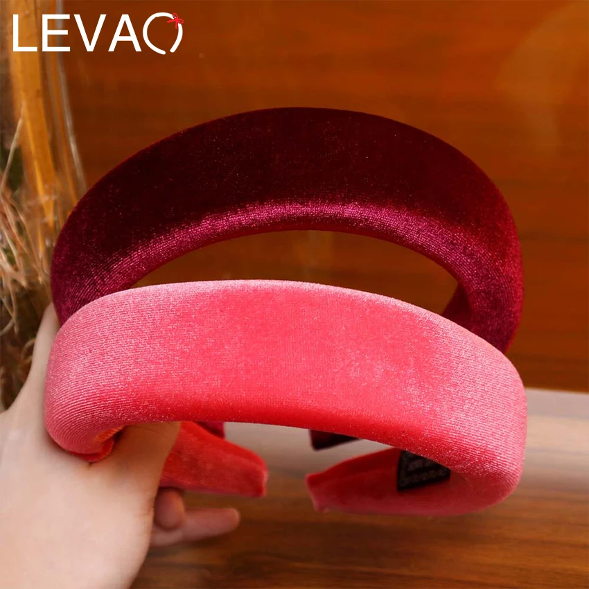 Levao Padded Velvet Headbands Thick Sponge Hair Hoop Bands Women Hairbands Charming Hair Accessories For Girls Wide Head Hoops