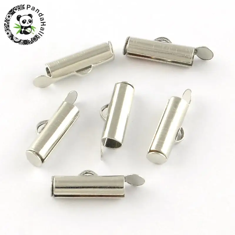 1000pcs Iron Slide On End Clasp Tubes Slider End Caps Metal Jewelry Findings for DIY 10mm 20mm 25mm 30mm