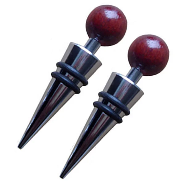 1Pcs Rosewood Cone Wine Champagne Double Ring Wine Bottle Stopper Reusable Sealer