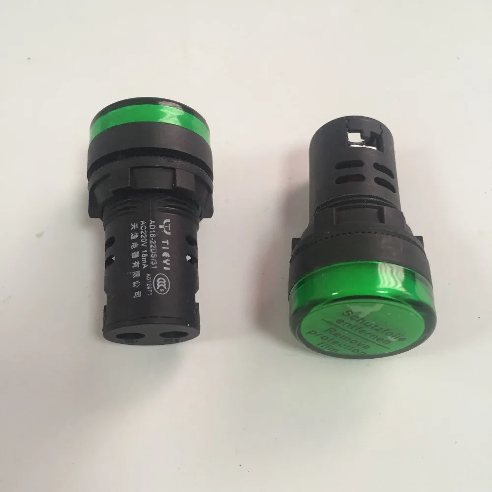2 قطع ac220v الأخضر led المؤشر ضوء مصباح 22 ملليمتر المسمار قطرها