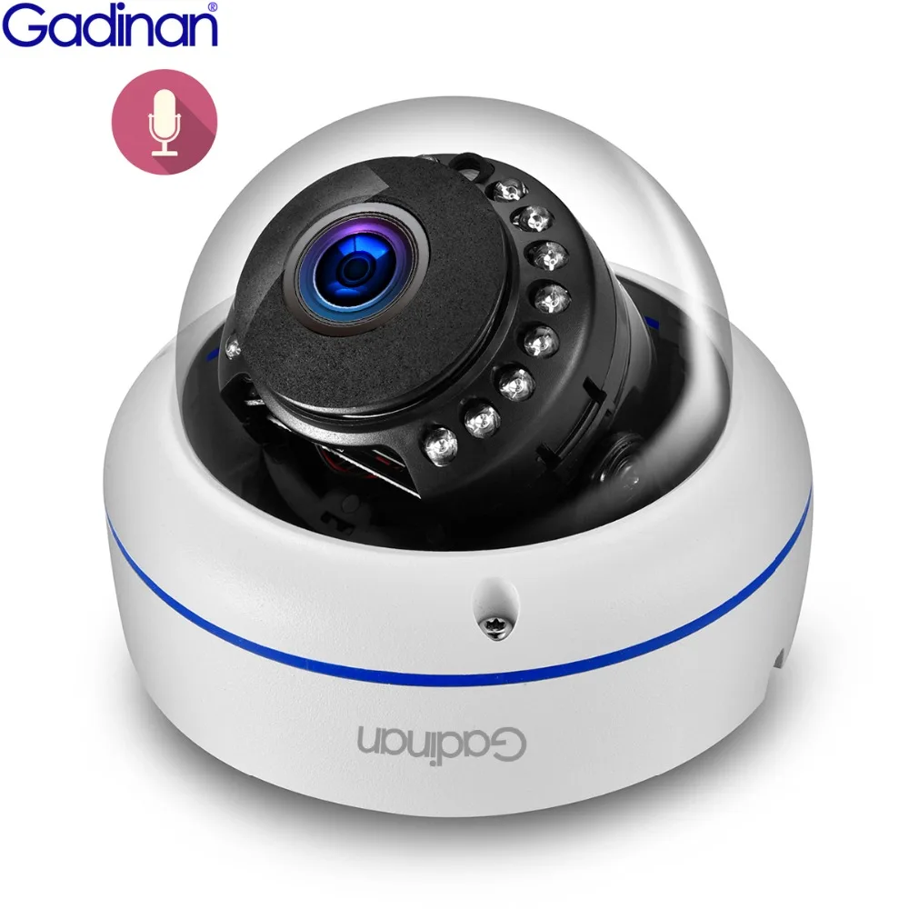 Gadinan Hd 4MP 5MP 8MP Ip Camera Ondersteuning Audio Met Ingebouwde Microfoon Pickup Dag Nacht Metal Dome Camera 2.8mm Lens