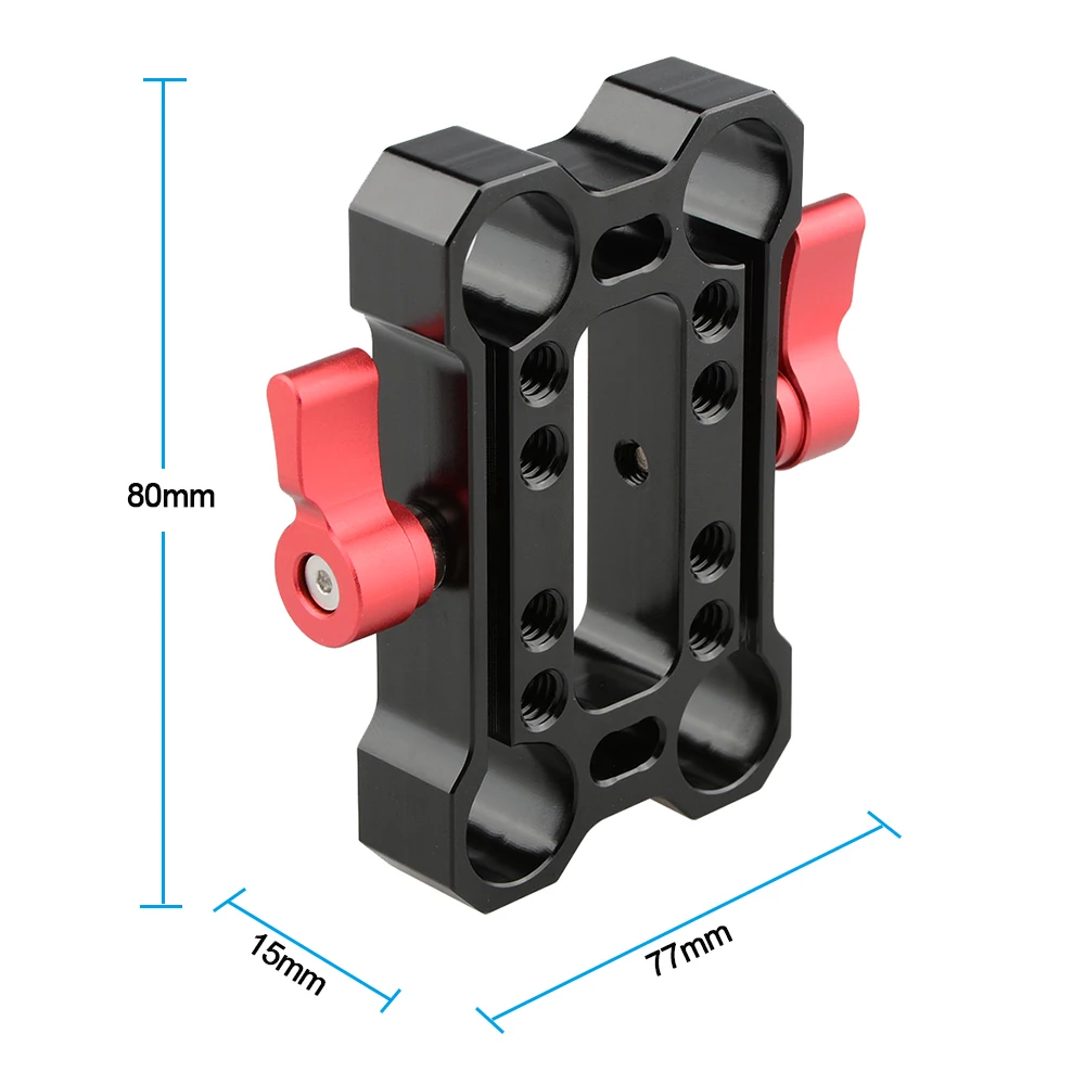 CAMVATE 15mm asta Offset Raiser Clamp/altezza Riser Offset Railblock con fori filettati da 1/4 "-20 per sistema di ringhiere a spalla