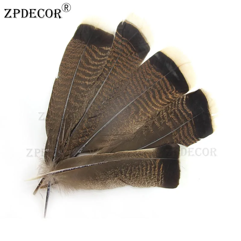 ZPDECOR Size 10~12 Inch /25~30CM  Turkey Feathers Flat Wholesale Turkey Flat Feather