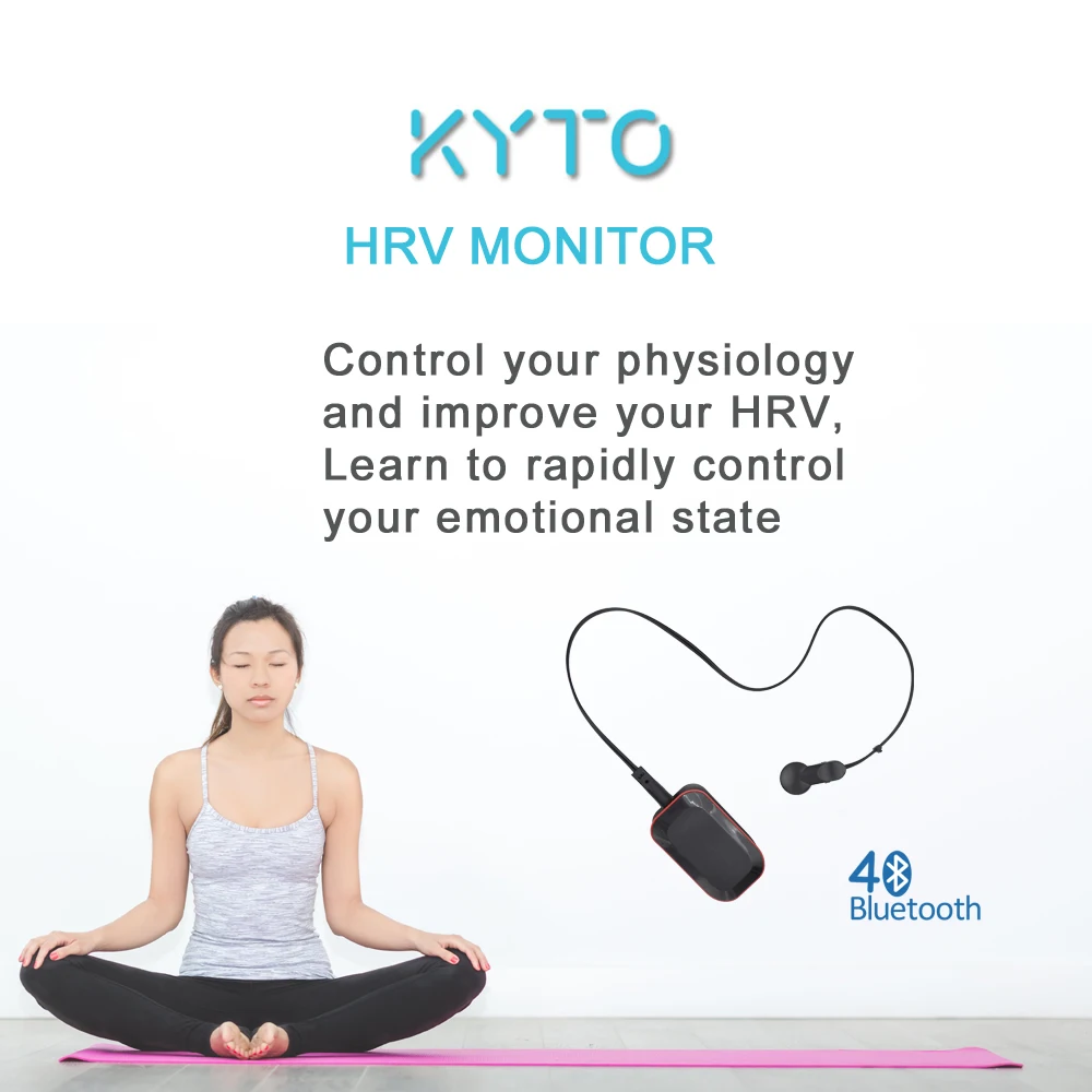 KYTO Bluetooth Heart Rate HRV Monitor with Ear Clip or Fingertip Infrared Sensor for Mobile Phone