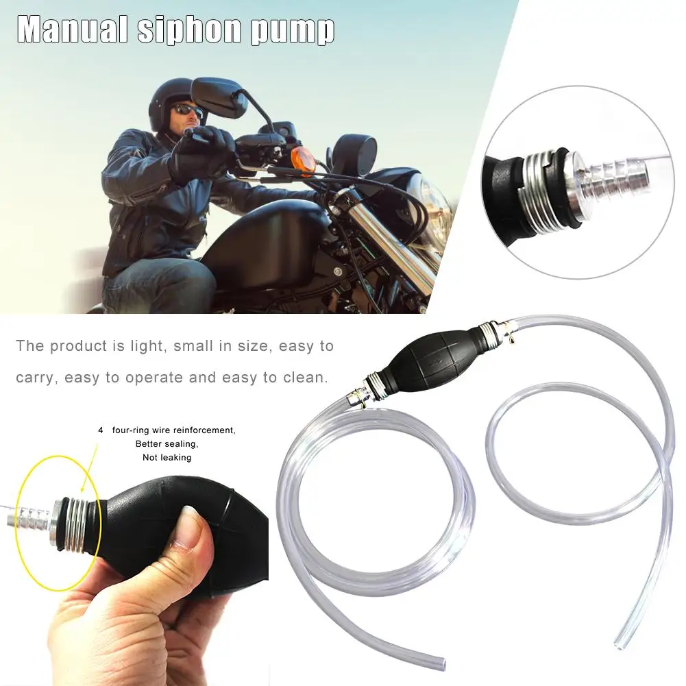 2.1m Manual Hand Siphon Pumps Hose Gas Water Liquid Transfer Pump Pipe Car Fuel Oil Kit Portable Garage Fish Tank Pumps Supplies