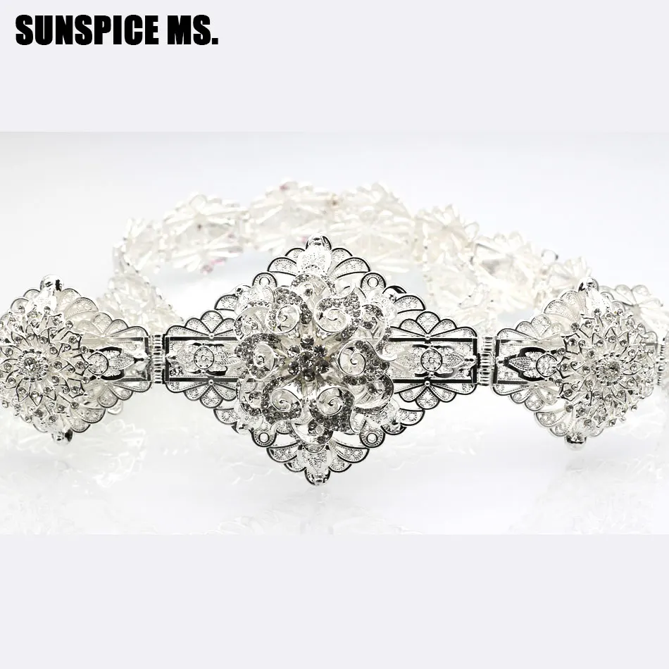 Fashion Albania Flower Wedding Waist Chain Belt For Women Silver Color Belly Chains Body Jewelry Adjust Length Brand Design 2018