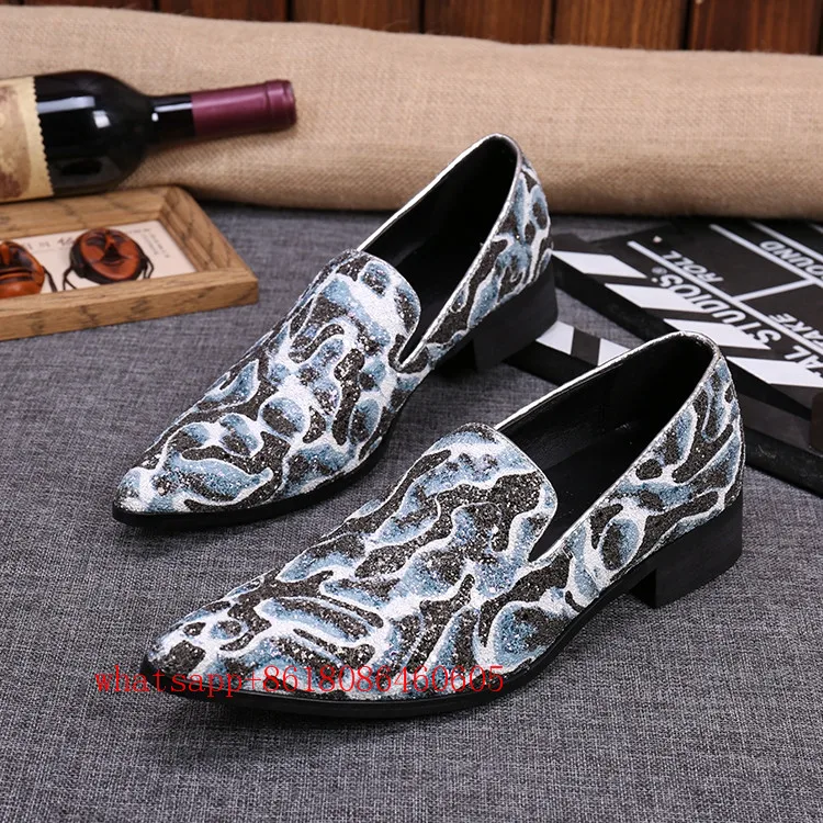 Choudory Korean style Men shoes luxury brand high heels velvet slippers pointed toe glitter loafers oxford business mens shoes