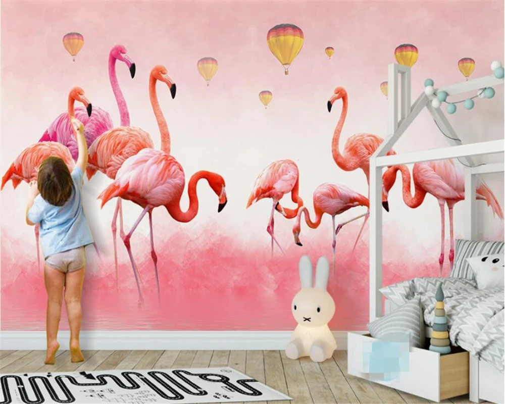 Modern Hand Drawn Flamingo Feathers Photo Wallpaper Bedroom Living Room Wall Background wallpaper for walls 3 d beibehang