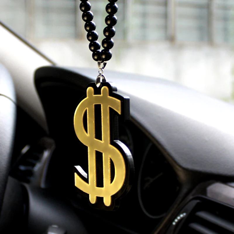 Noizzy US Dollar Symbol Wealth Car Auto Fashion Pendant JDM Interior Rear View Mirror Ornament Hanging Dangle Charm Car-Styling