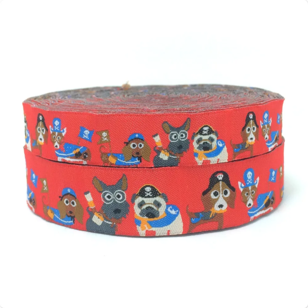 ZERZEEMOOY HOT!!!  NEW wholesale 7/8'' 22mm Wide Red smart puppy Woven Jacquard Ribbon dog chain accessories 10yards/lot