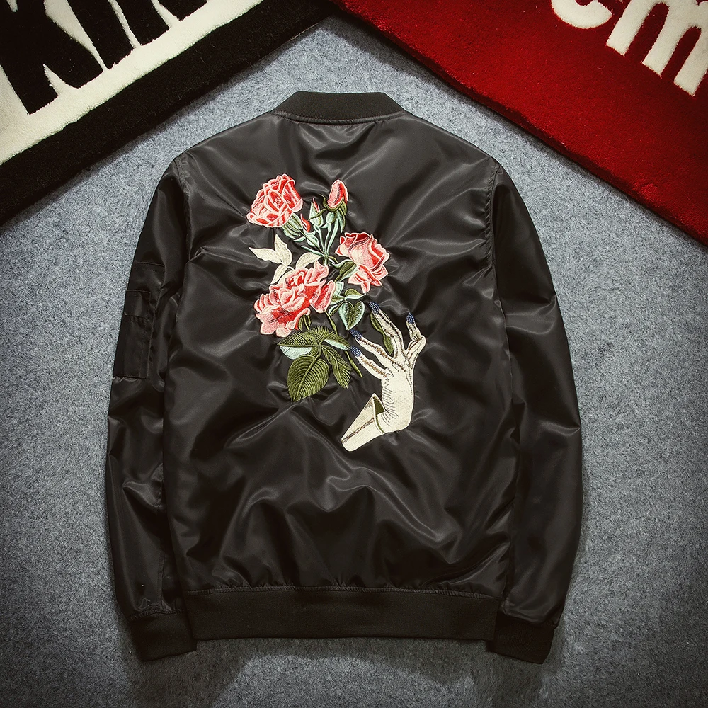 Männer mantel marke jacken und mäntel stickerei florales flug bomberjacke frauen military windjacke ceket chaquetas mujer