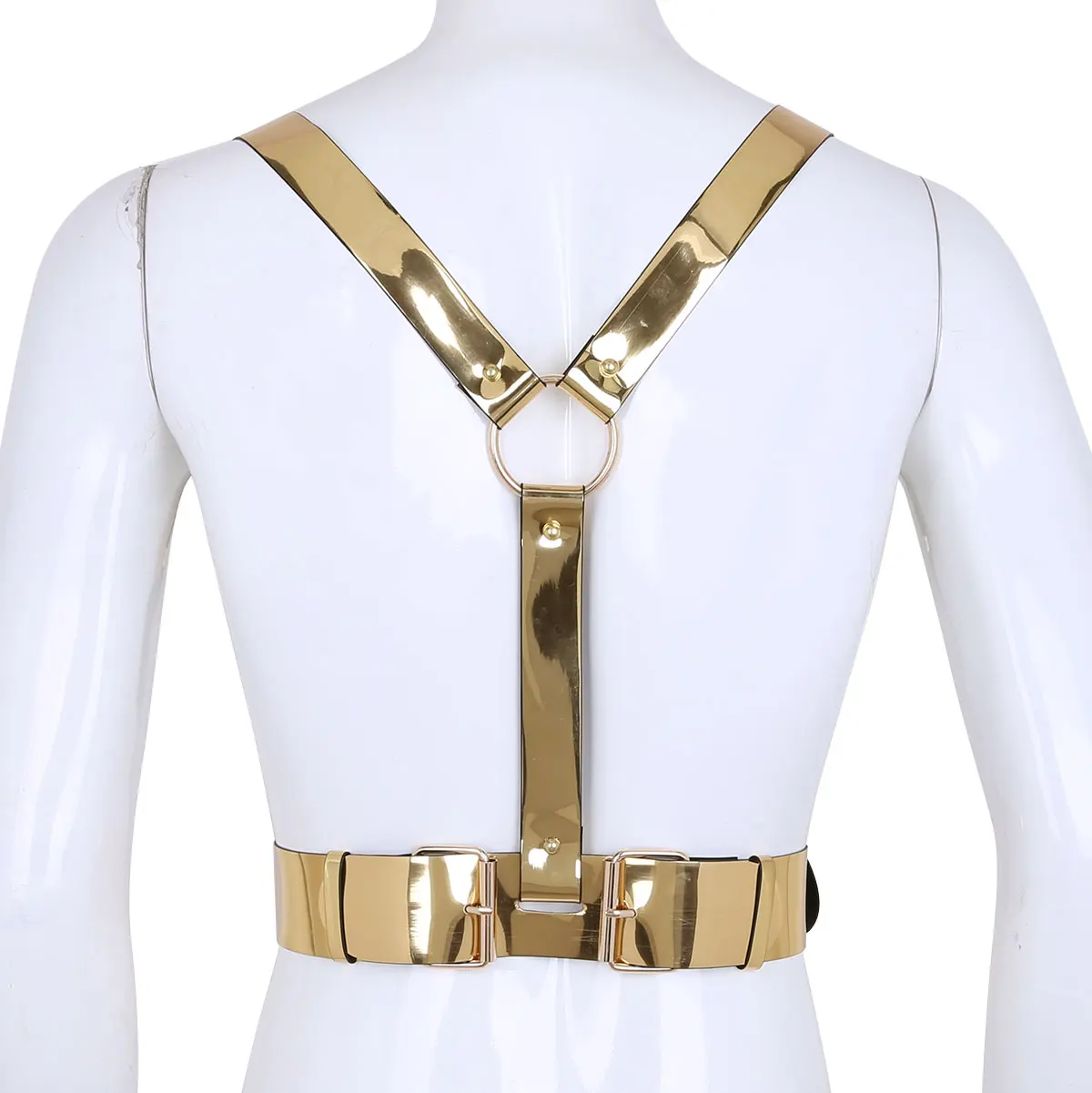 Harness for Mens Womens Hot Punk Waist Braces Leather Y Shape Body Waist Belts with Metal O-rings Cosplay Bar Costume Clubwear