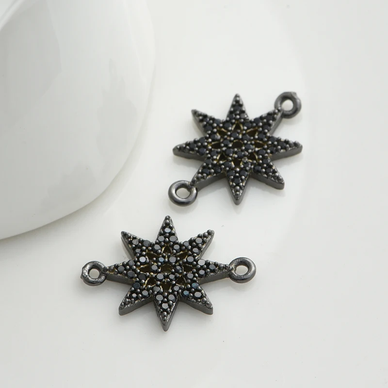 16*12mm Black Cubic Zirconia Star Charms Pendants  Accessories for DIY Handmade Jewelry Bracelet Necklace Making