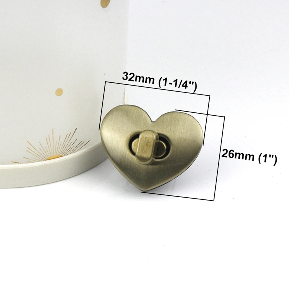 1x Metal Heart shape Bag Turn Lock Twist Lock Clasp Leather Craft Women Bag Handbag Shoulder Bag Purse DIY Hardware 1