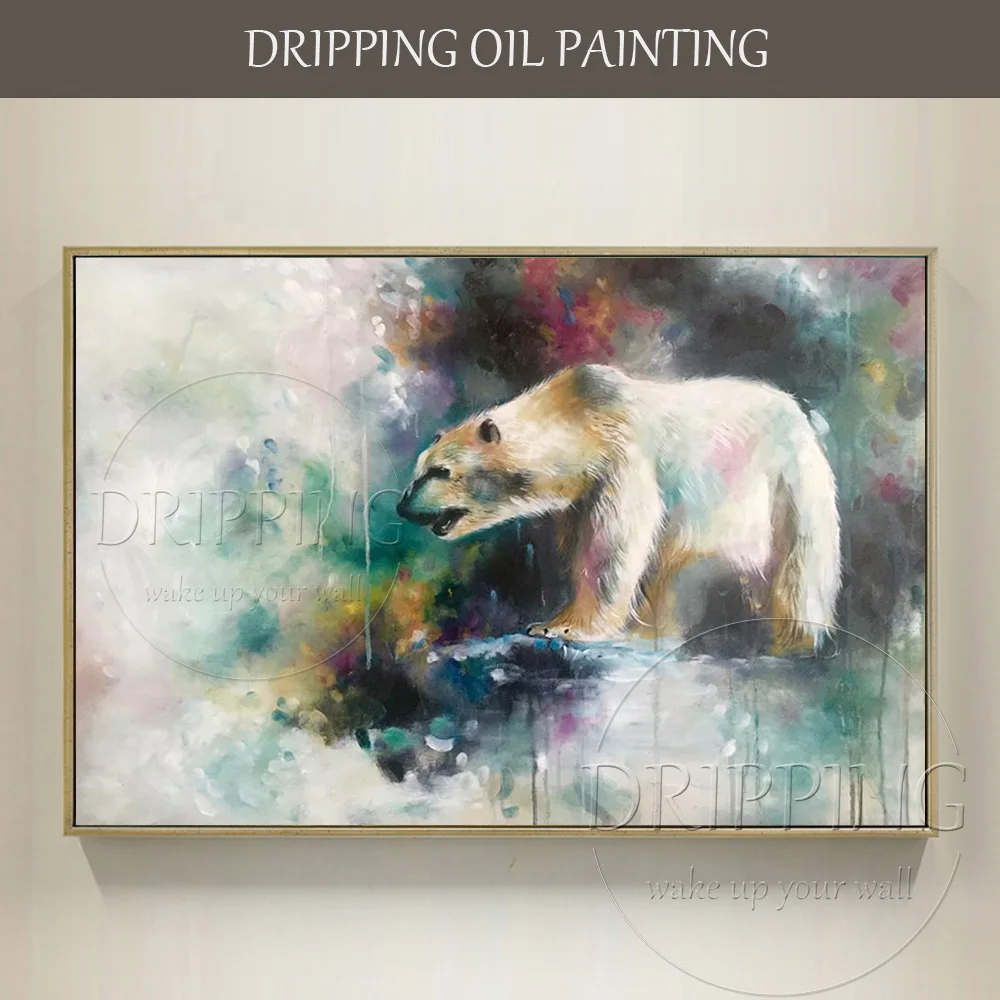 

Уникальное Настенное Искусство Ручная роспись большое животное полярный медведь масляная живопись на холсте Животное ручной работы белый медведь масляная живопись для домашнего декора