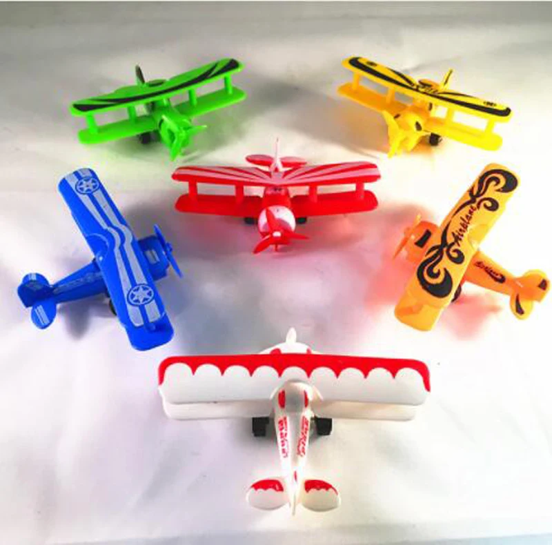 Freeship mini 12x New listed plastic colorful 6 patterns assorted pullback airplanes planes toy for kid party favors bag fillers