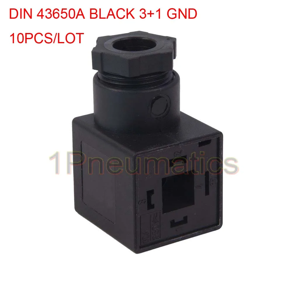 Free Shipping 10PCS/LOT 18mm Plug Foot DIN43650A Coil Connector Plug w Gasket and Screw 3+1GND